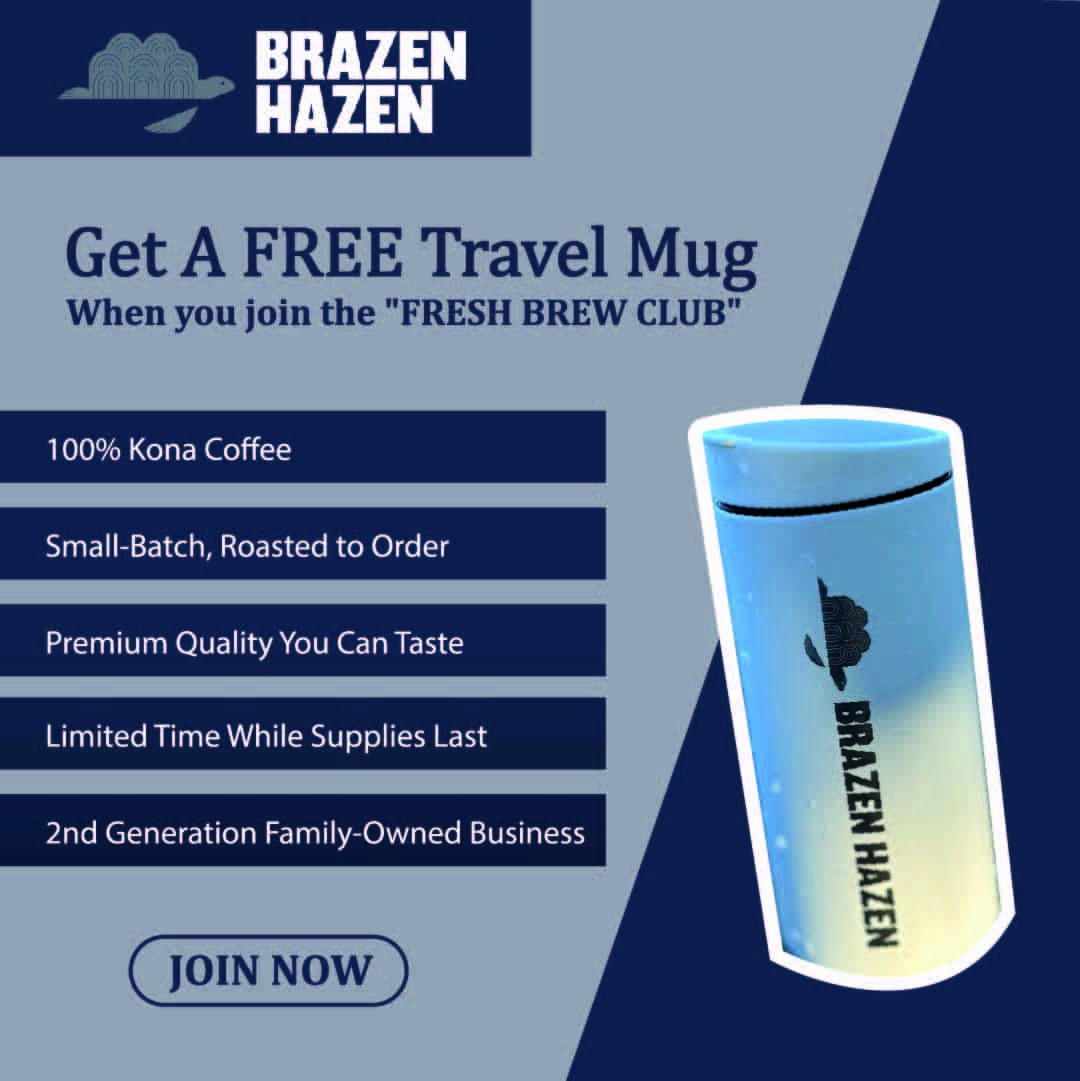 Brazen Hazen Kona Coffee Facebook ad from Jul 6, 2023