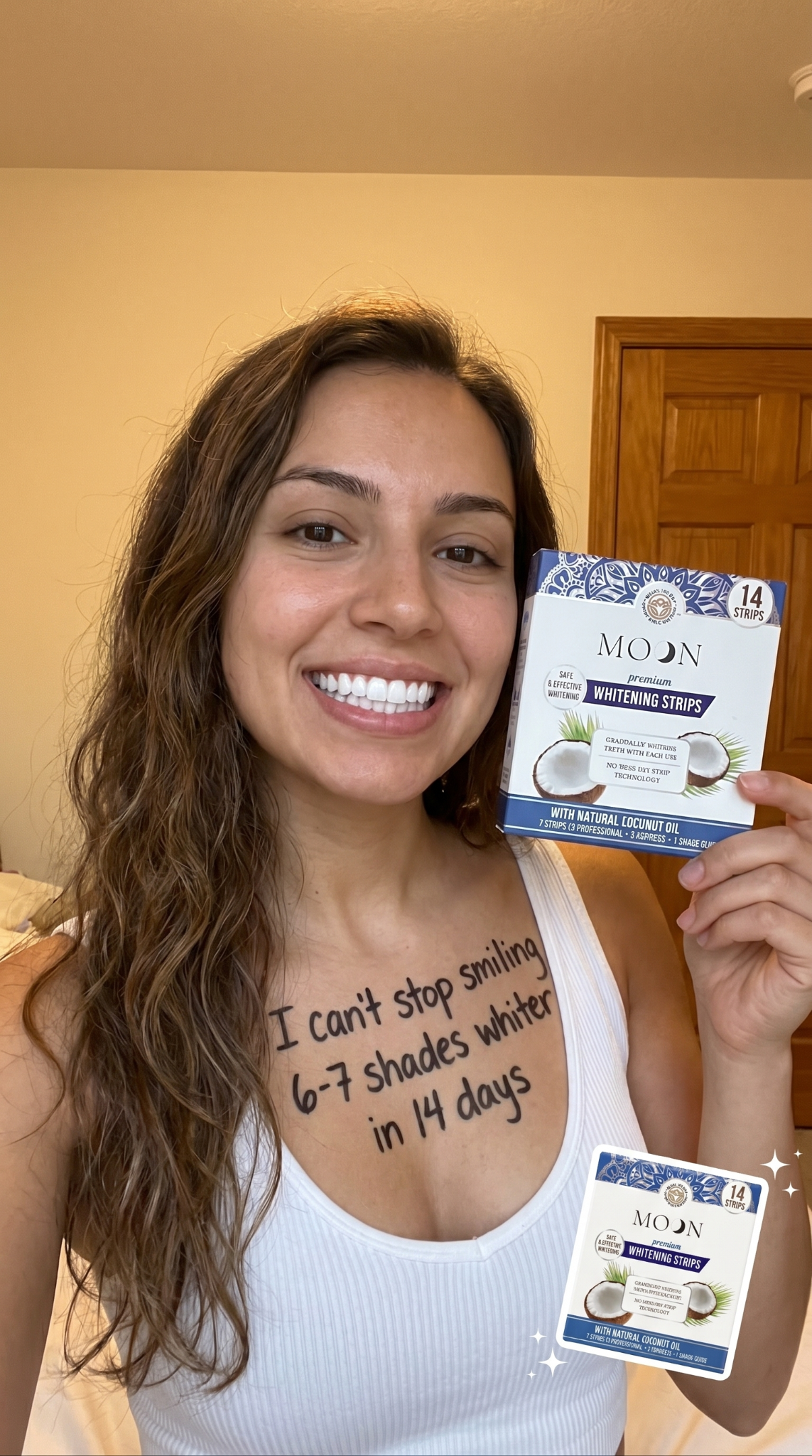 Moonwhiteshop Facebook ad: Stop using purple whitening strips!