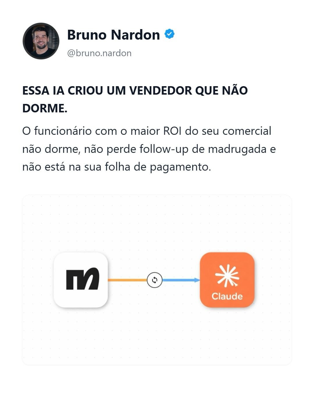 Bruno Nardon Facebook ad: Não coloque o seu time para fazer trabalho…