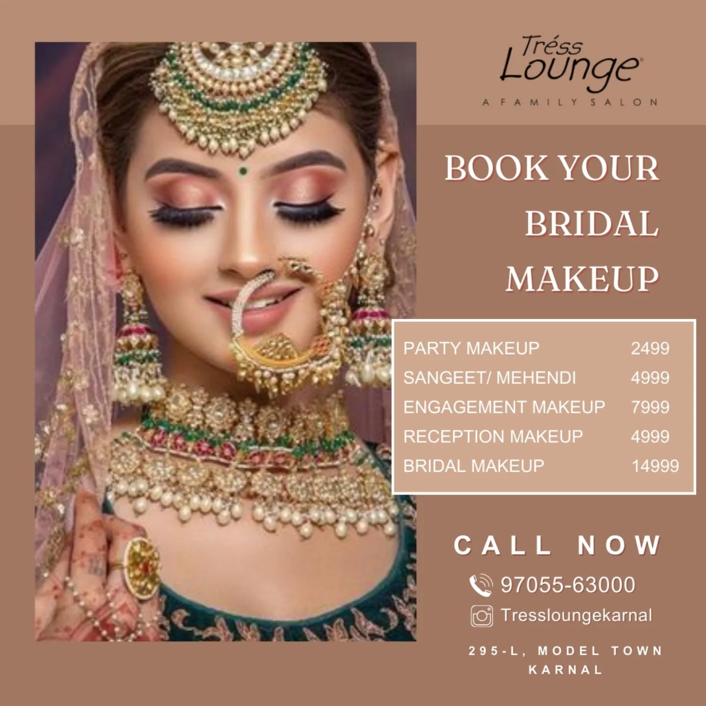 Tress Lounge Luxe Karnal Facebook ad: Makeup can help you capture a moment!