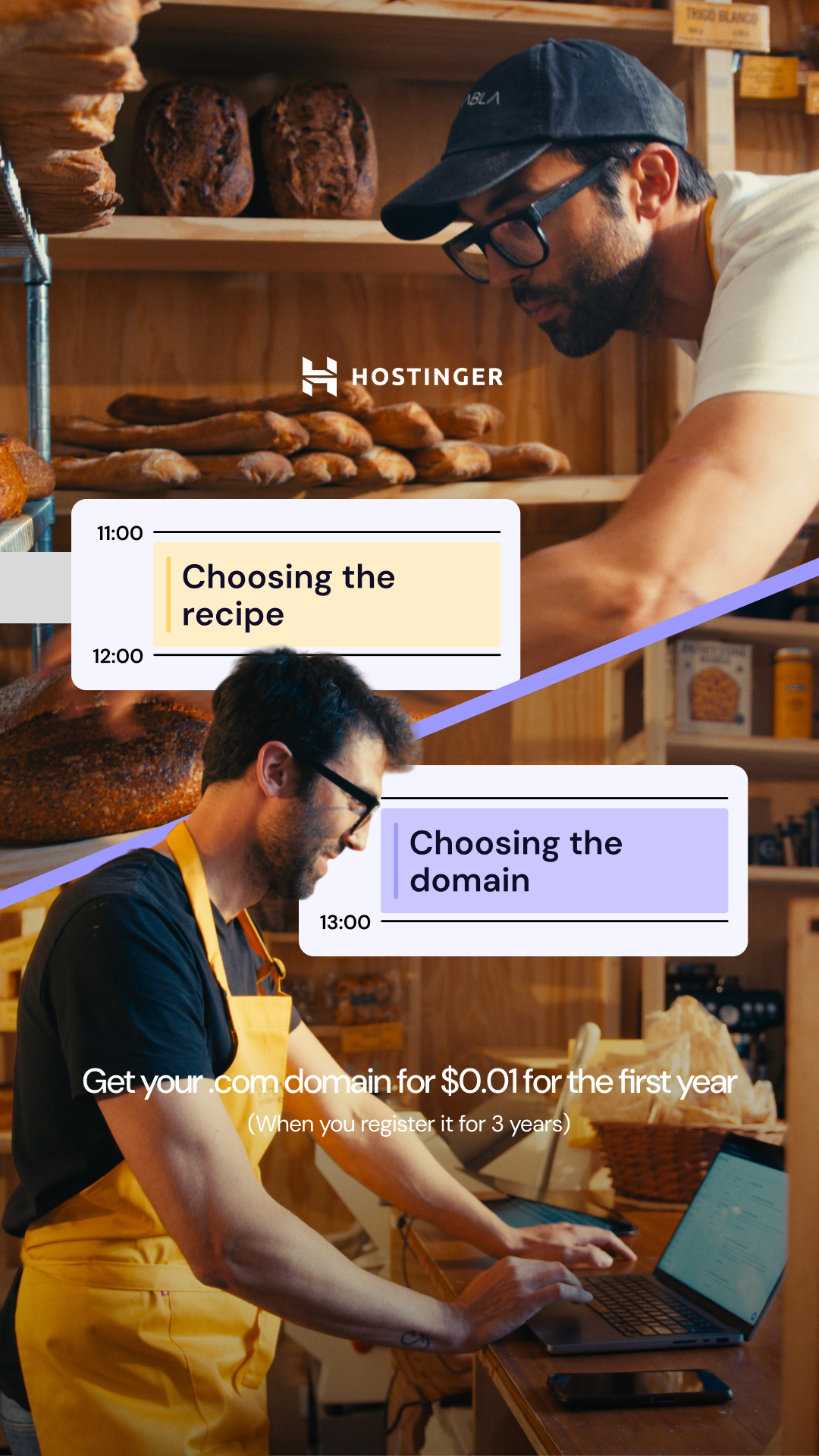 Hostinger Facebook ad: Domains from $0.99