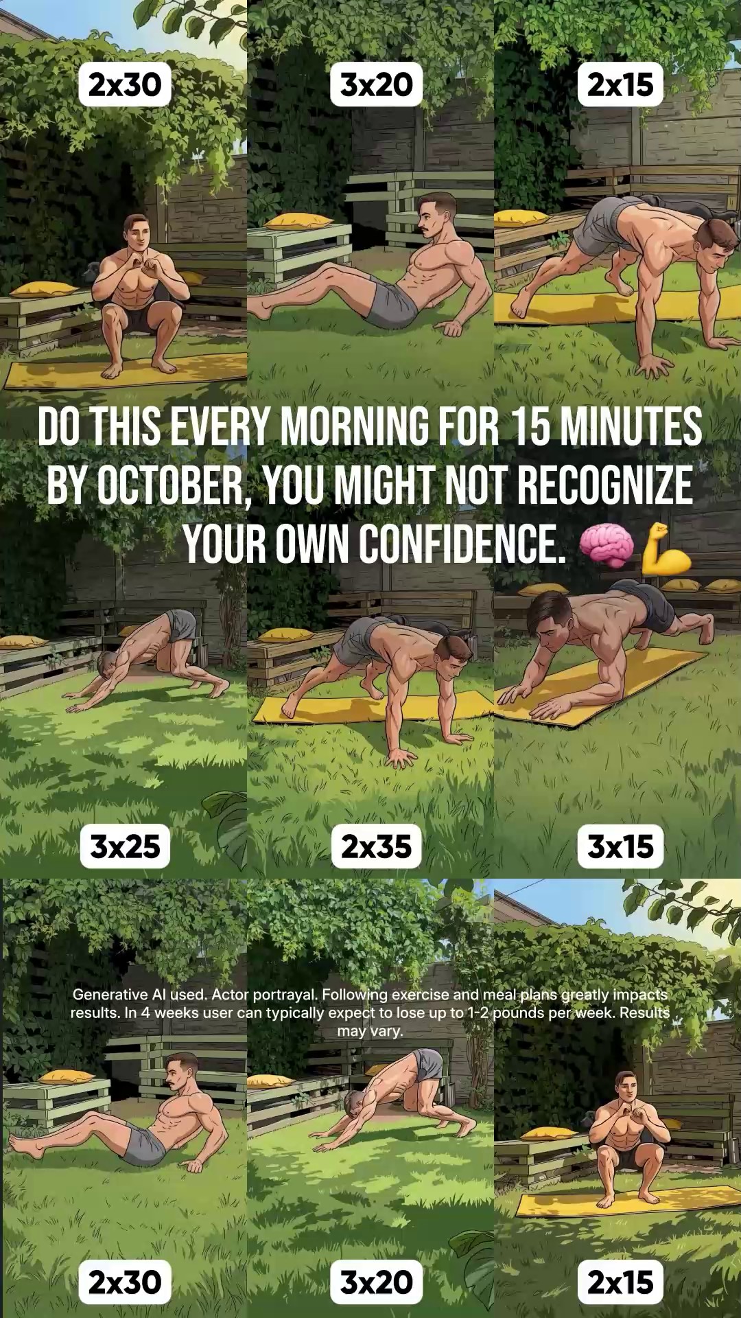 BetterMe Men Facebook ad: For Big Guys: Start Fifteen Today. Build Steady Strength.