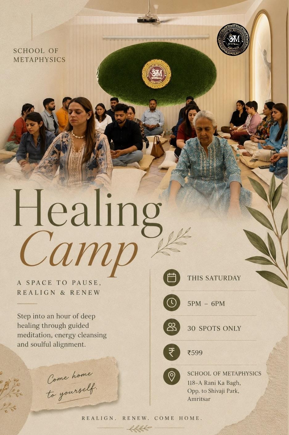 School of Metaphysics Facebook ad: Experience Energy Healing in Amritsar