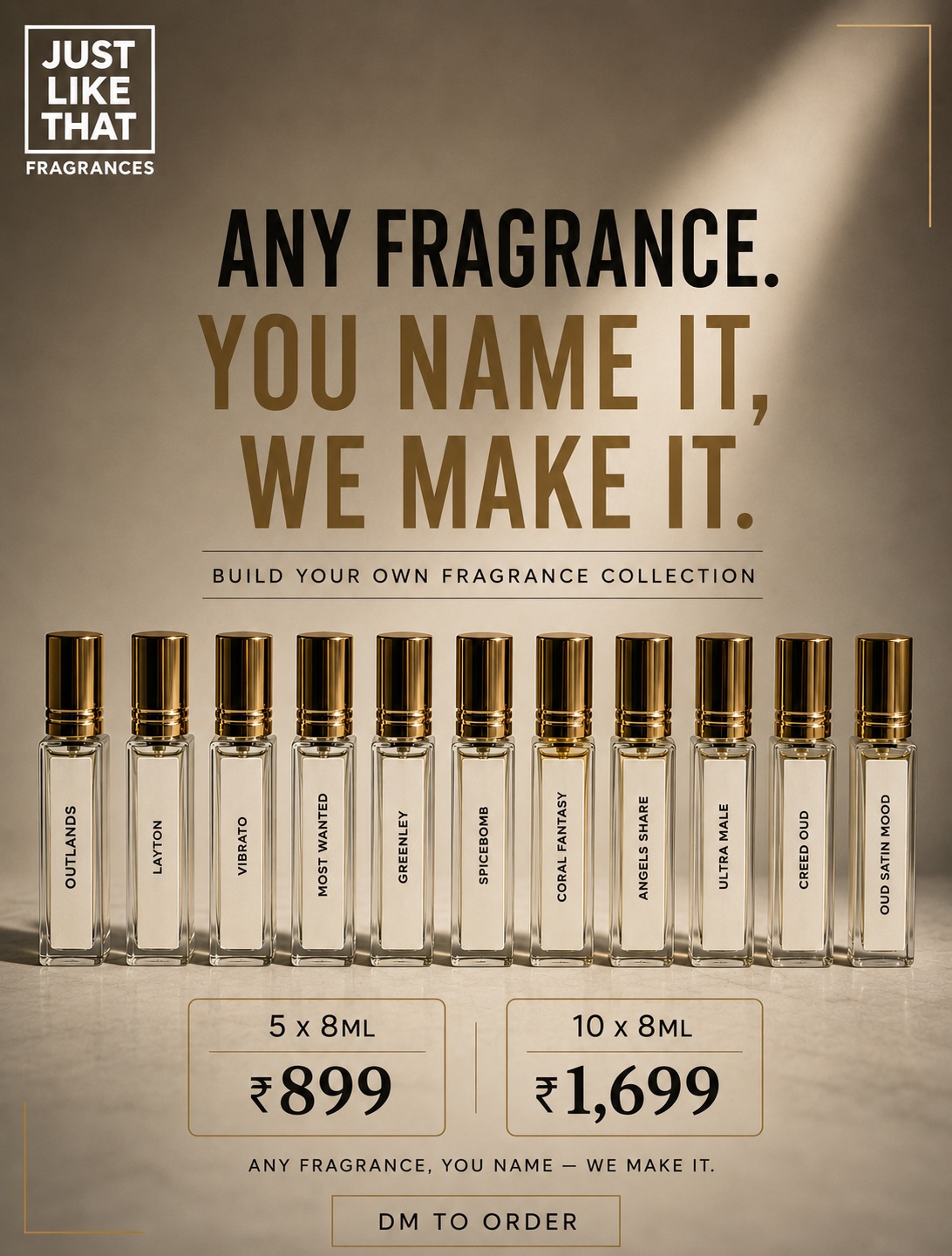JLT Fragrances Facebook ad: Any fragrance. You name it, we make it.