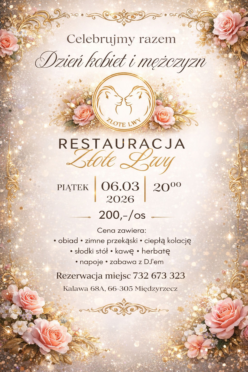 Restauracja Złote Lwy Facebook ad: Dzień Kobiet i Mężczyzn w Restauracji Złote Lwy