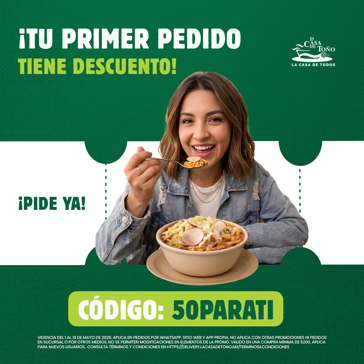 La Casa de Toño Facebook ad: Quiero usar mi cupón