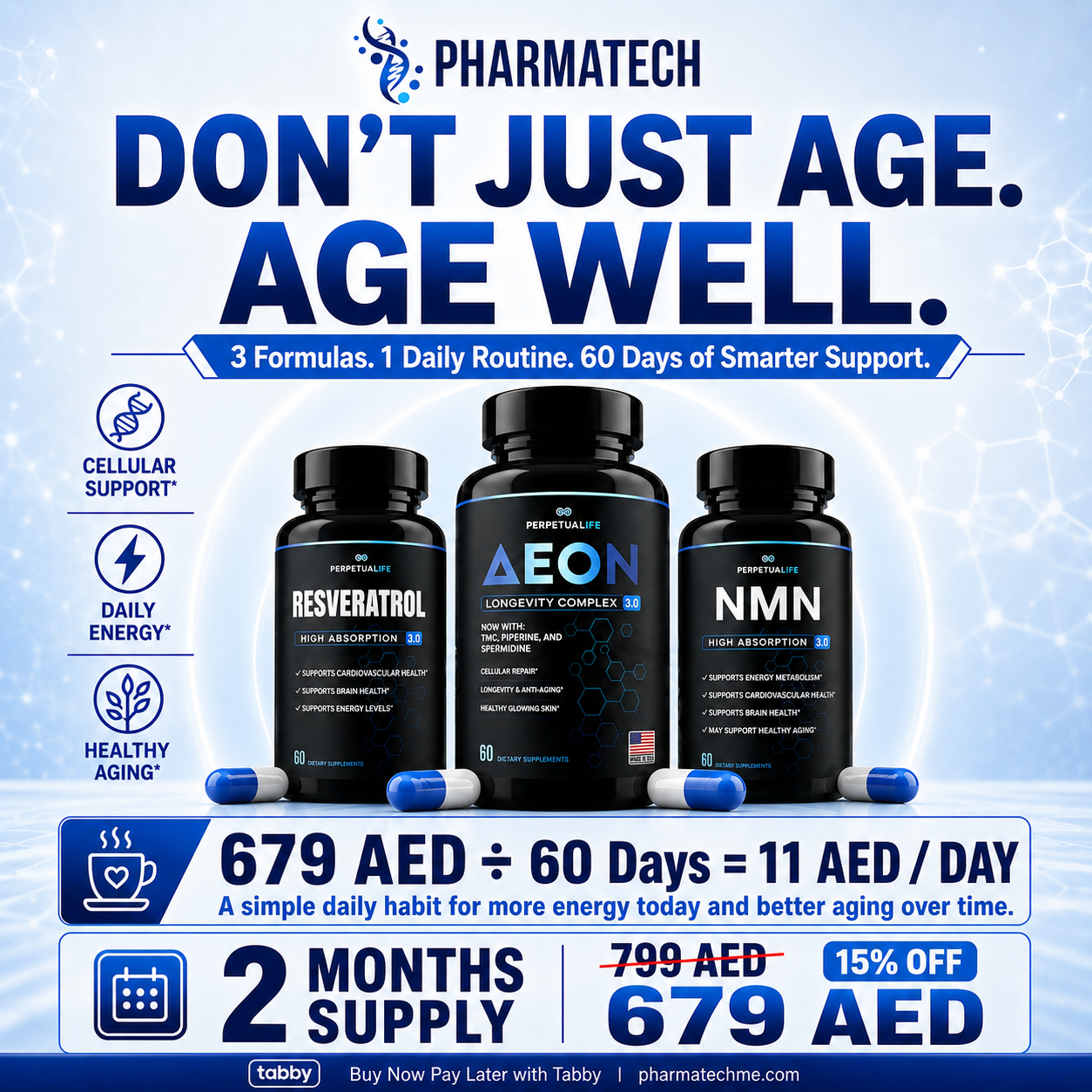 Pharma Tech Facebook ad: Support Energy, Focus & Healthy Aging