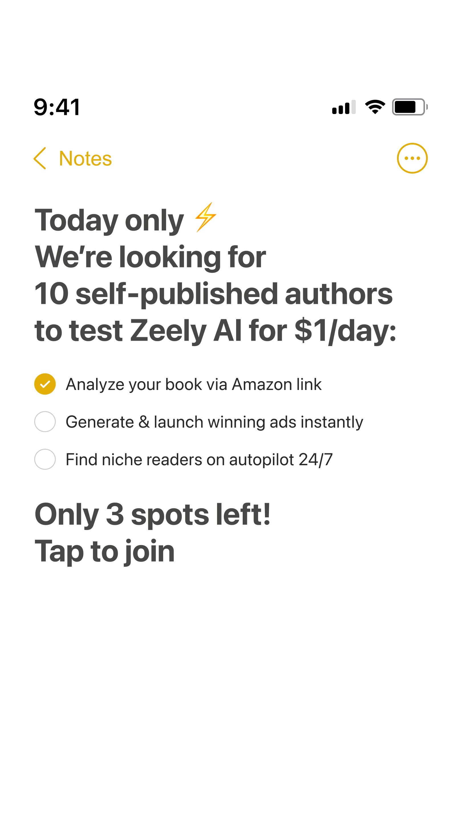 Zeely Facebook ad