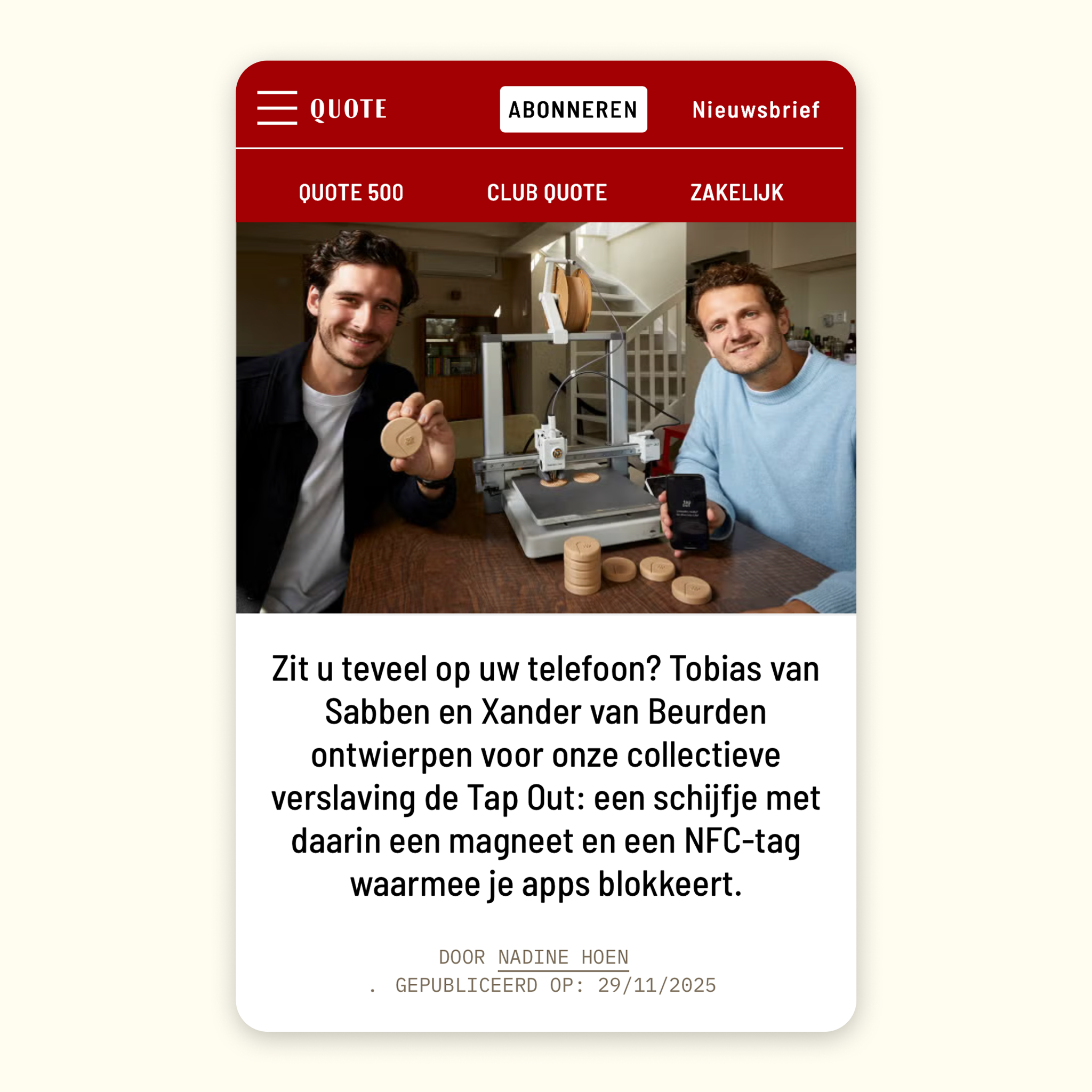 Tap Out Facebook ad
