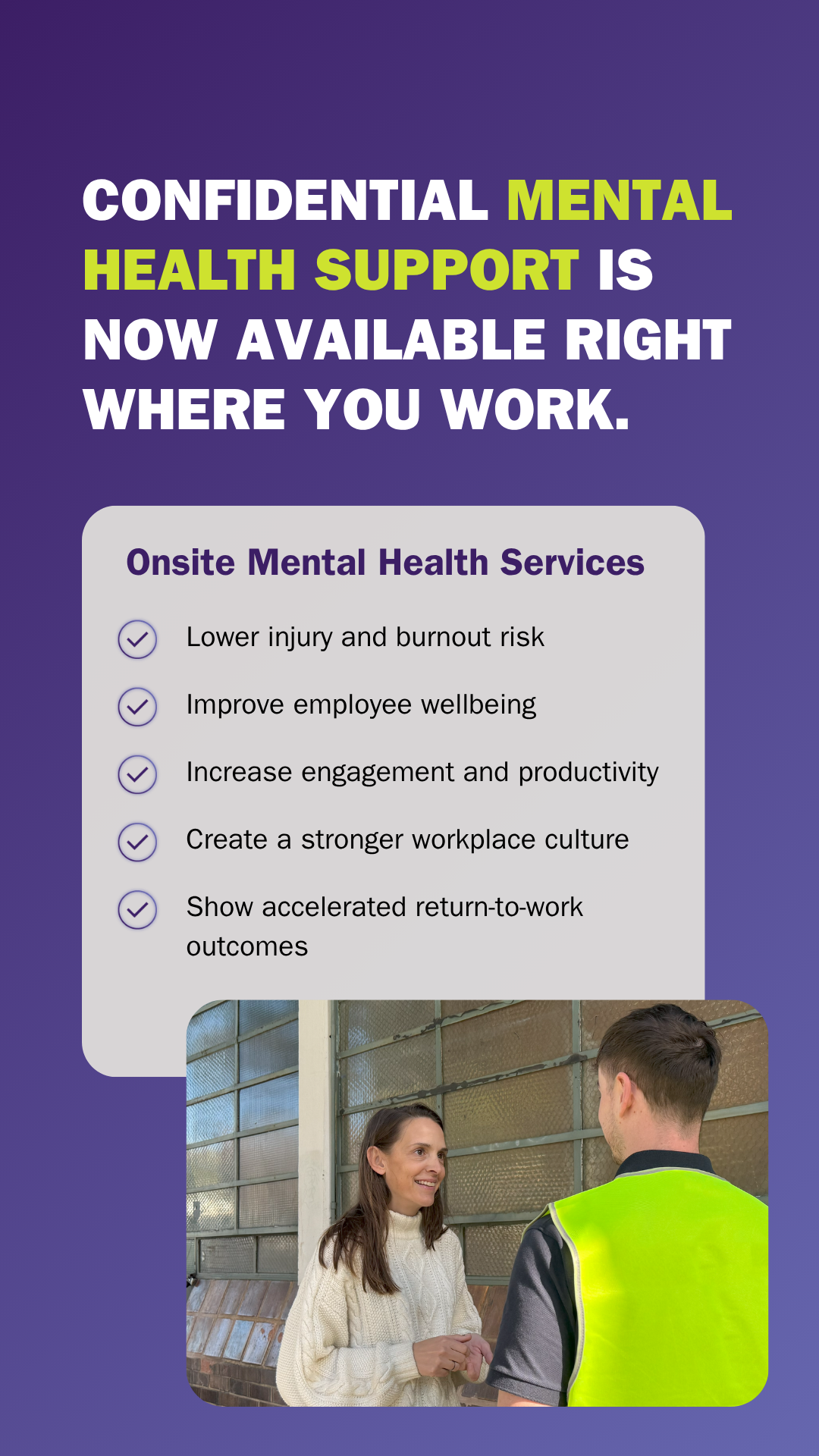 Bodycare Facebook ad: Explore onsite mental health services for your workforce
