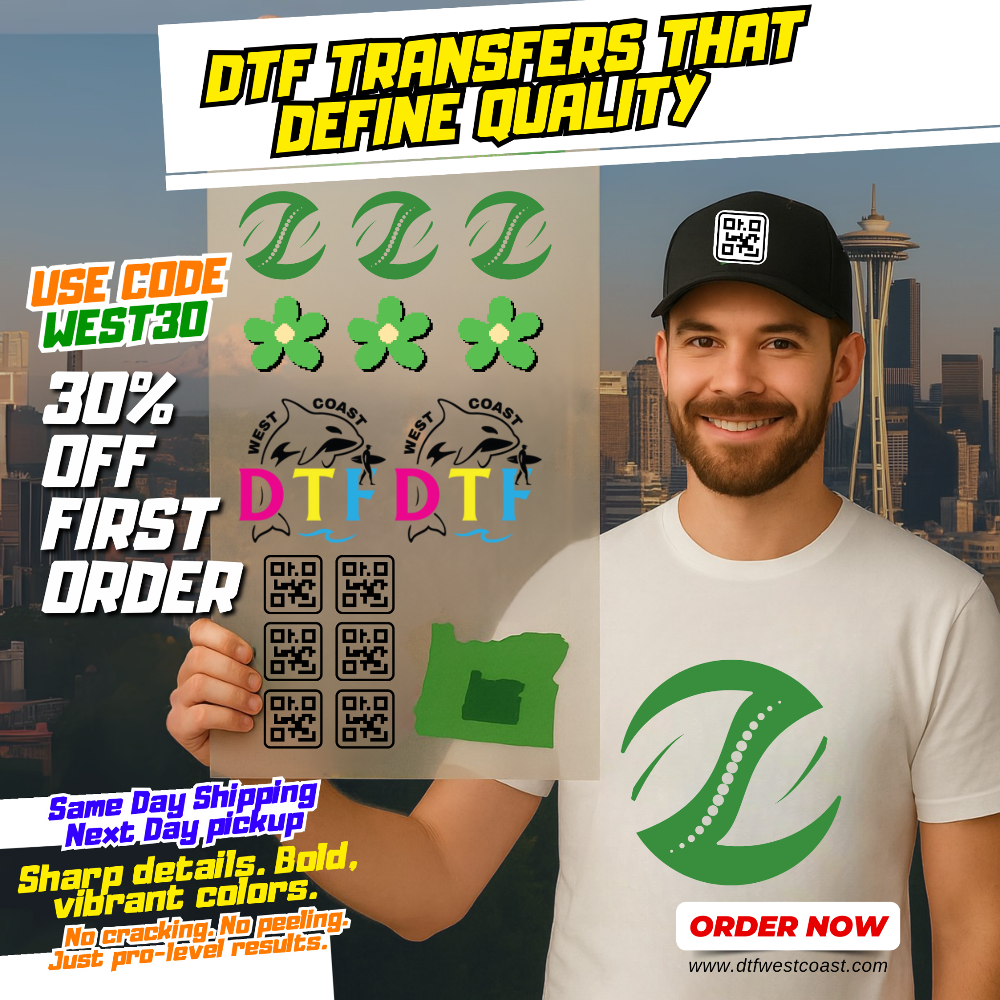 Dtf West Coast Facebook ad: No Minimum Orders, Start Today!