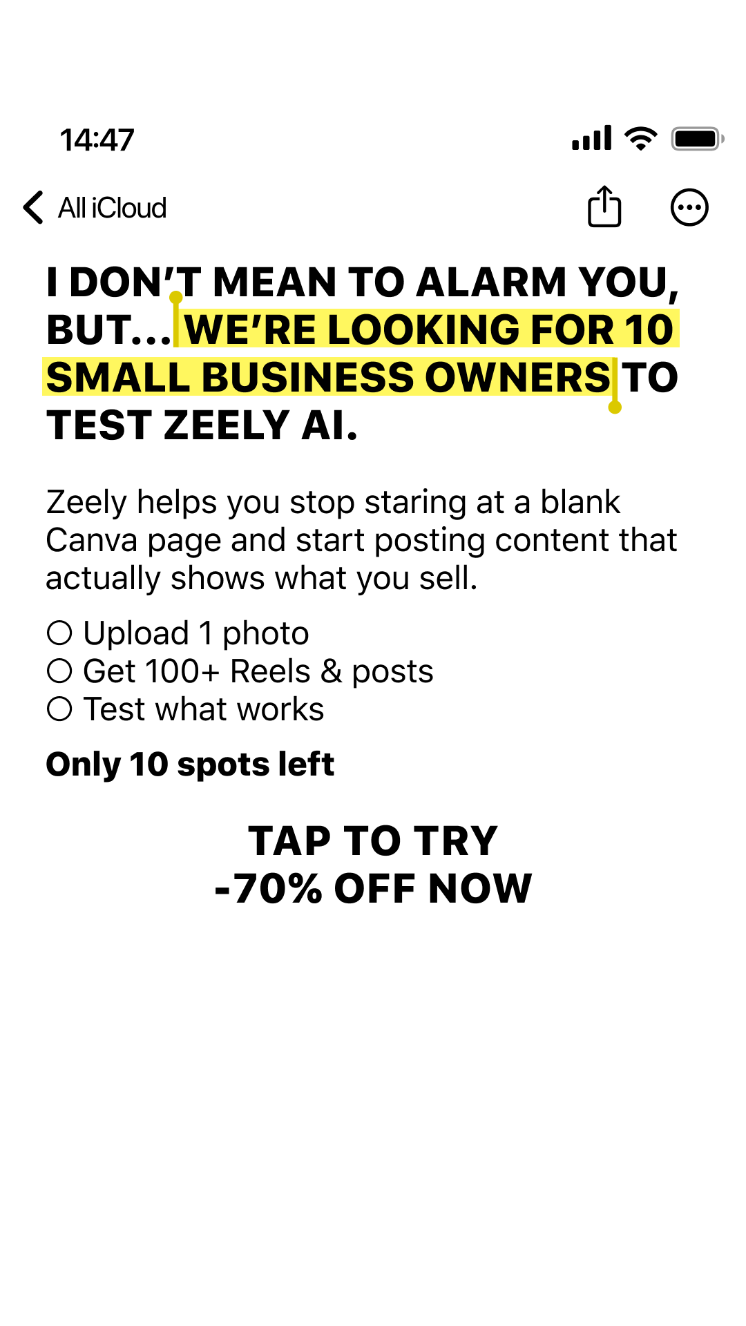 Zeely: AI-Powered Organic Growth Facebook ad: Reach your goal in 3 months with AI!