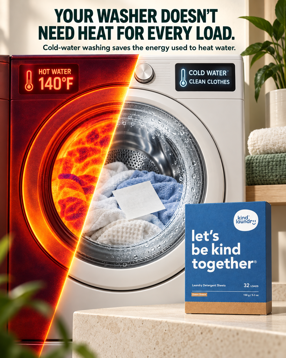 Kind Laundry Facebook ad: Enzyme-Powered Cleaning That Works in Any Temperature