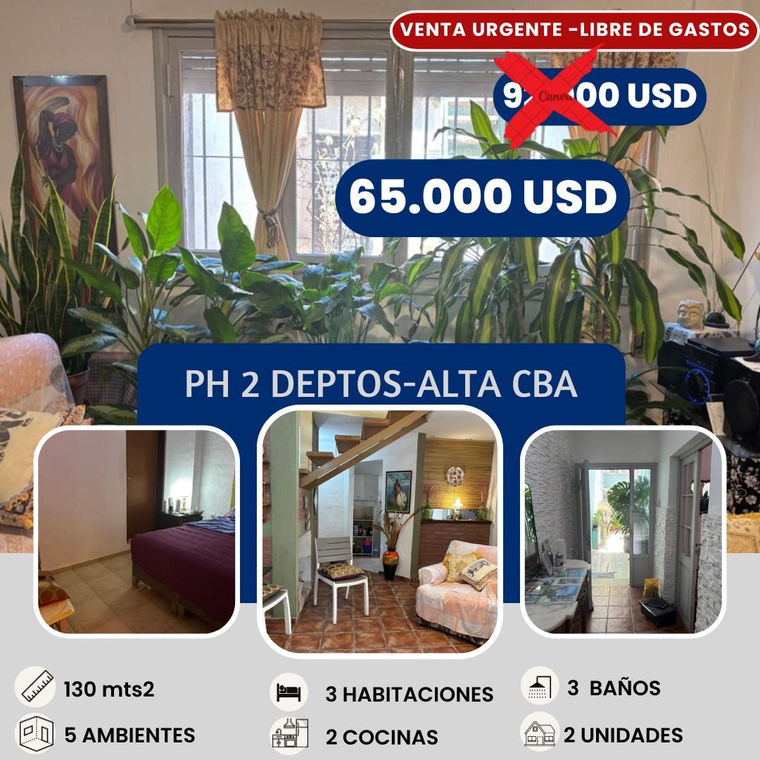 Andrea Verónica Rohner Facebook ad: VENTA URGENTE UBICACION ALTA CBA 2 DEPTOS CORAZON DE MANZANA