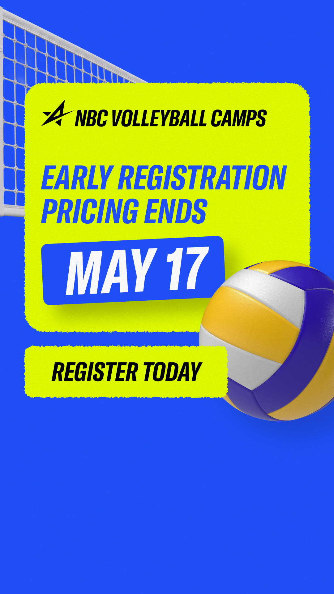 NBC Volleyball Camps! Facebook ad from May 12, 2026