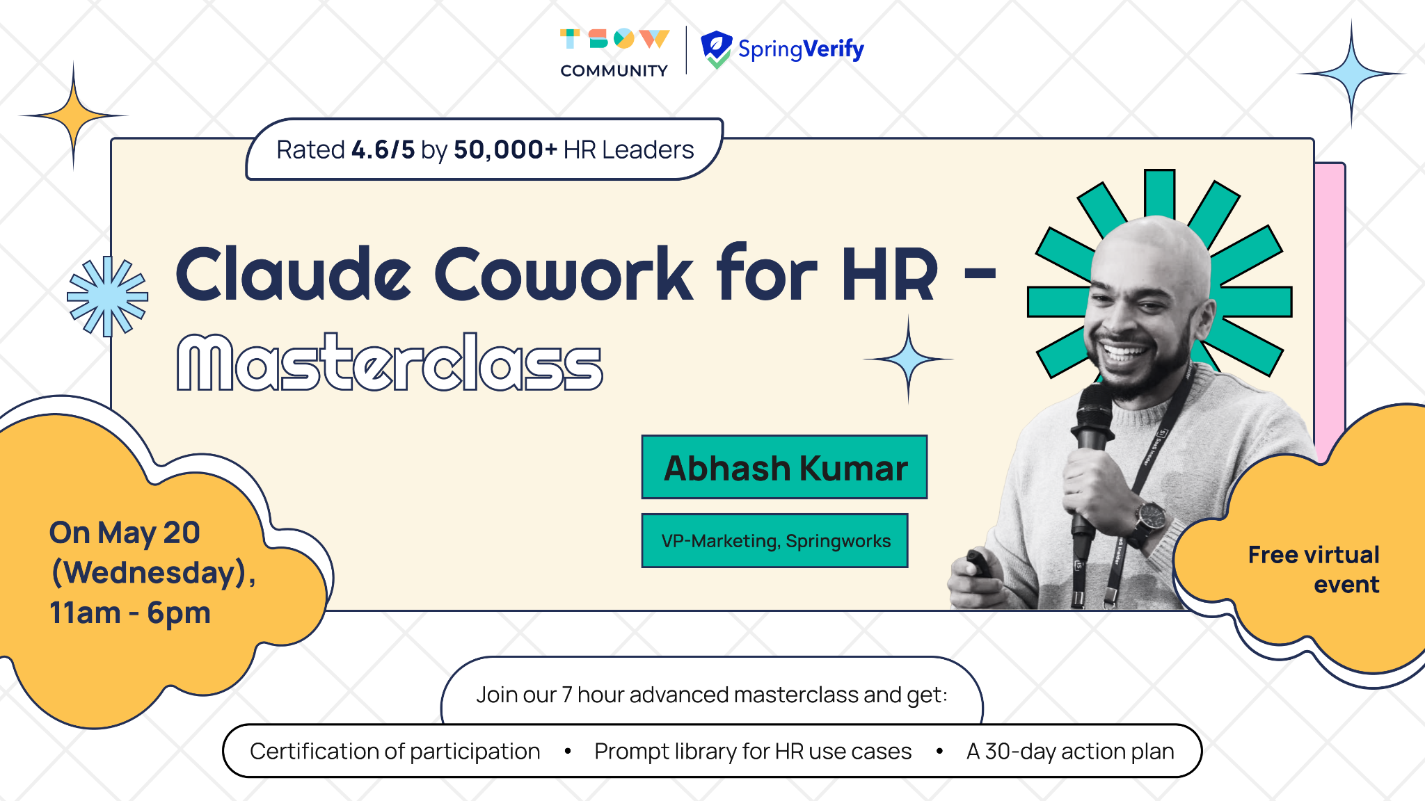 Springworks Facebook ad: Advanced Claude Cowork for HR Professionals