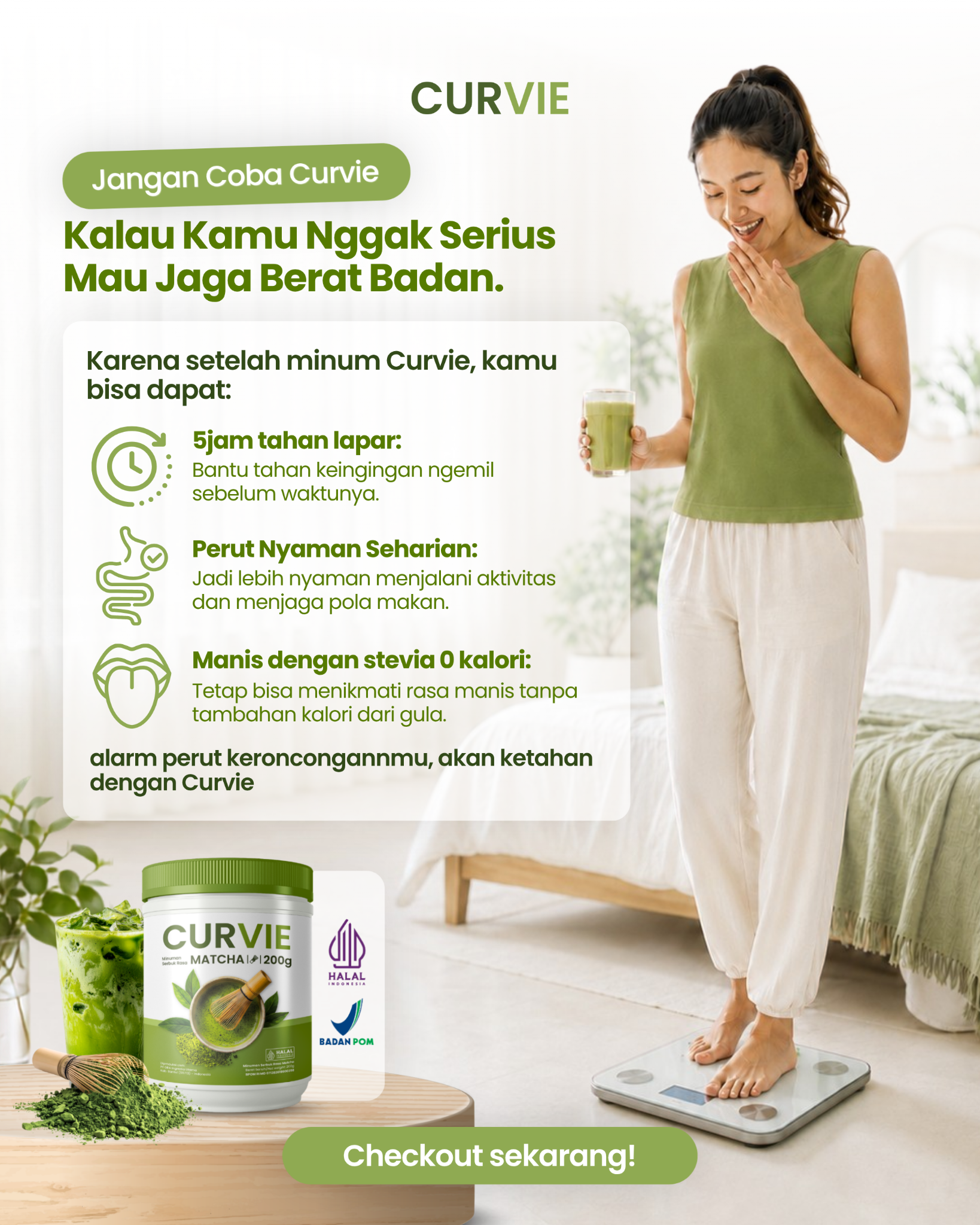 Curvie Matcha Facebook ad: Bantu Tahan Lapar Lebih Lama