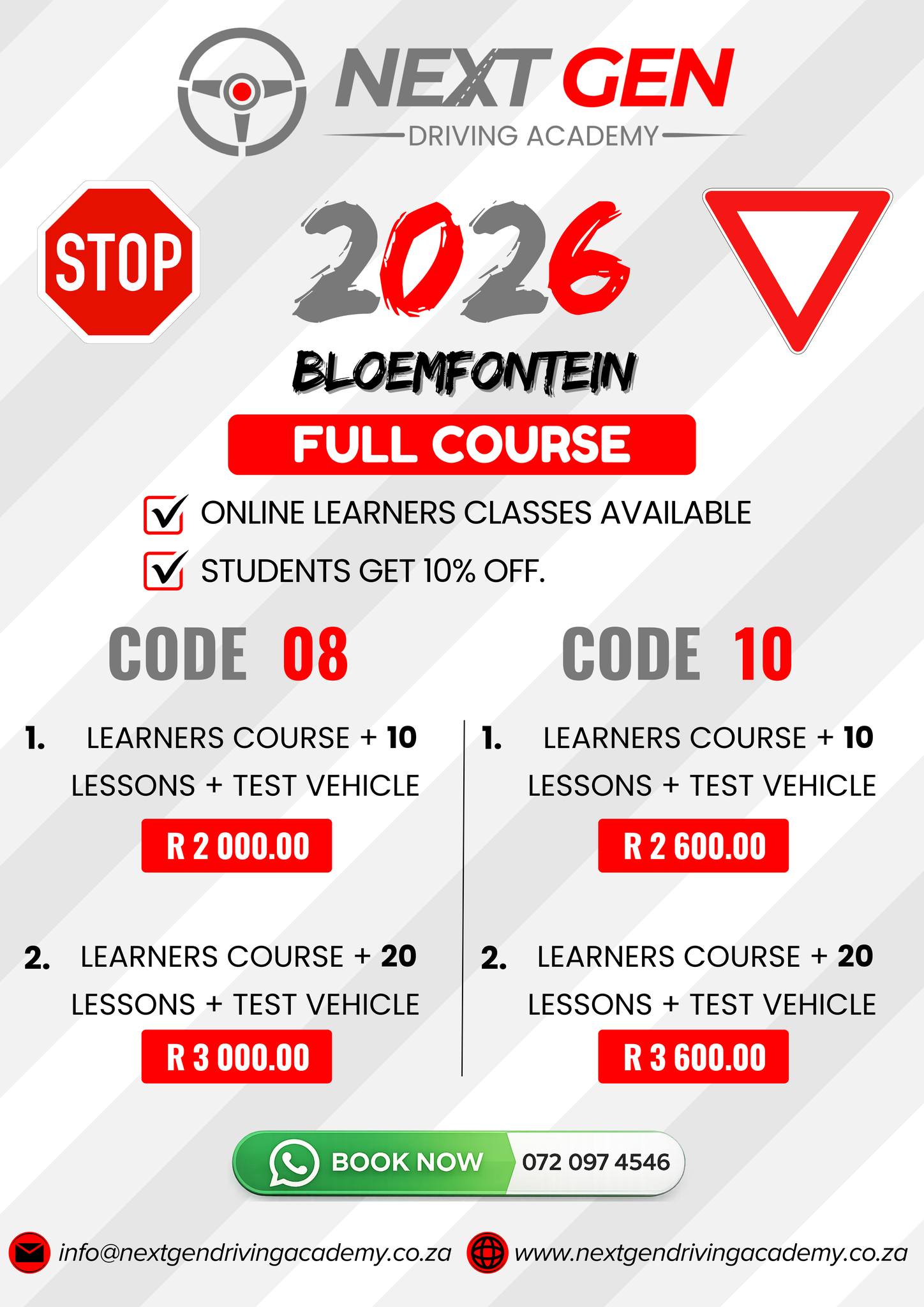 Next Gen Driving Academy - Bloemfontein Facebook ad: PASS YOUR DRIVER’S LICENCE IN 2026, START TODAY!