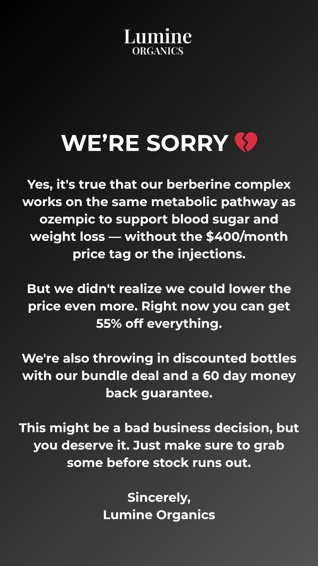 Lumine Organics Facebook ad