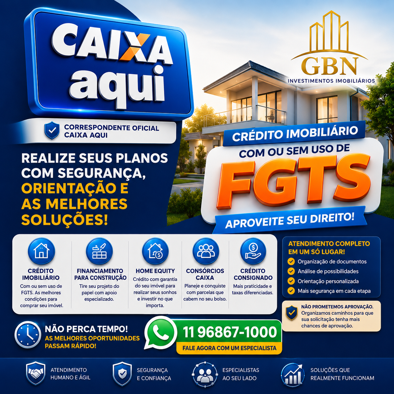 GBN Investimentos Imobiliários Facebook ad: Crédito Imobiliário Caixa com ou sem FGTS