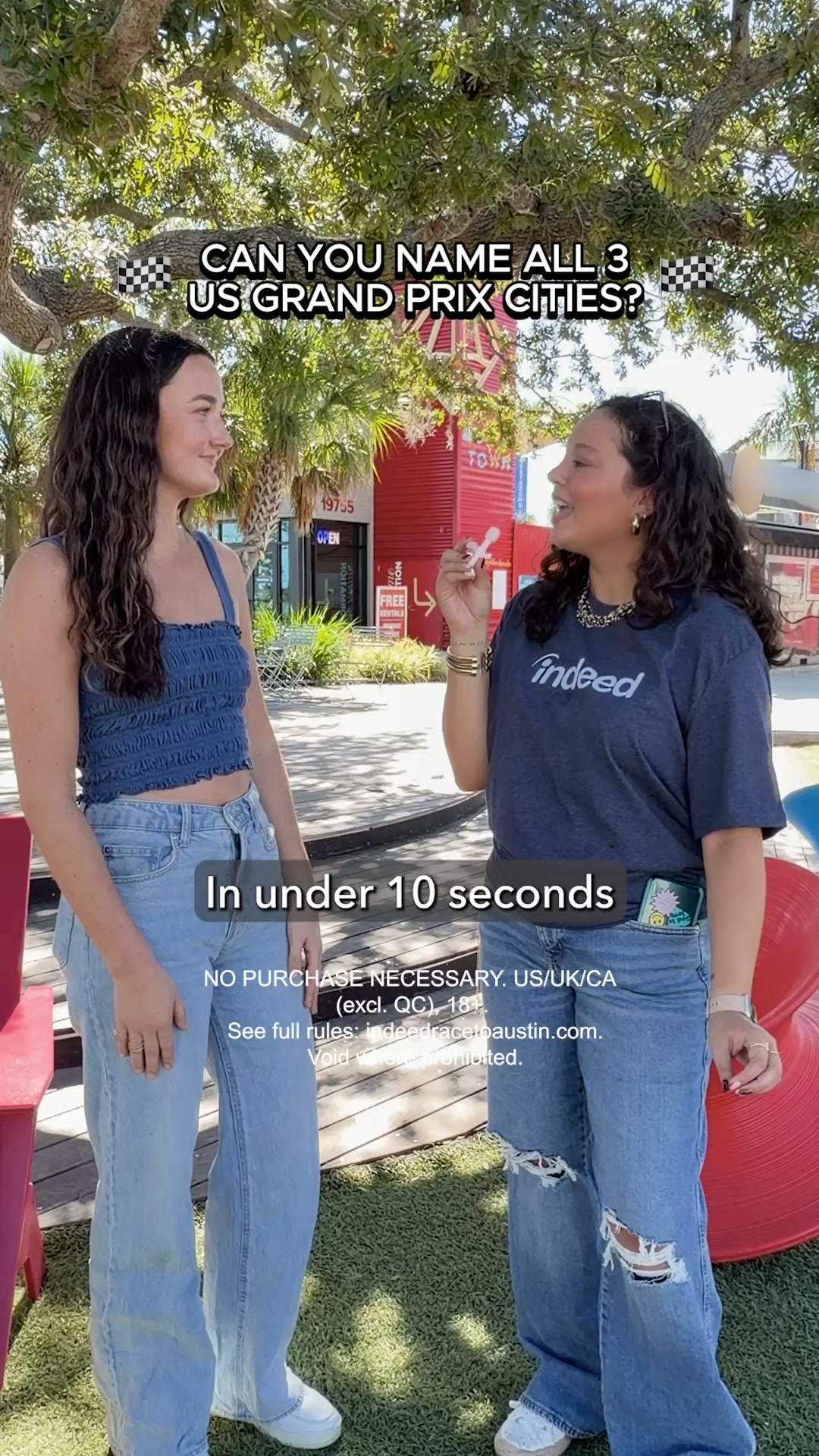 Indeed Facebook ad: Race To Austin Giveaway