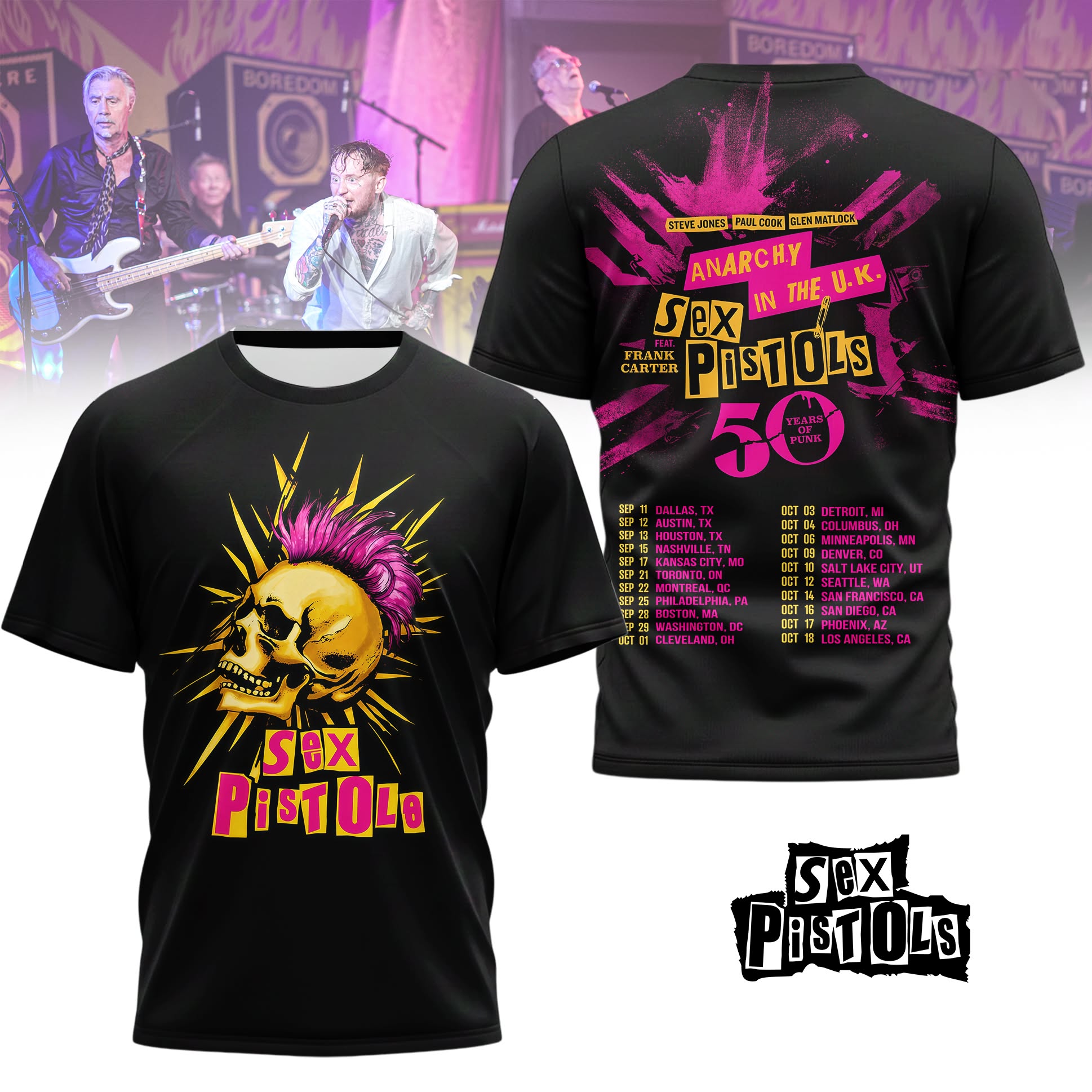 Music Legend Facebook ad: Sex Pistols celebrate the 50th anniversary premium tee
