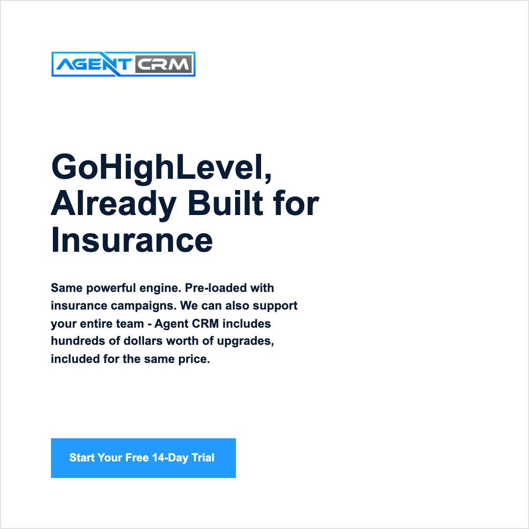 Agent CRM: AI-Powered Sales+Marketing Software Facebook ad: HighLevel, Pre-Loaded for Insurance
