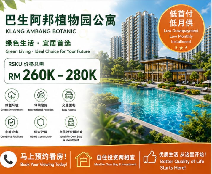 Klang Valley New Project Facebook ad: 巴生 新豪华永久产权公寓 KLANG Condo RM270k+.