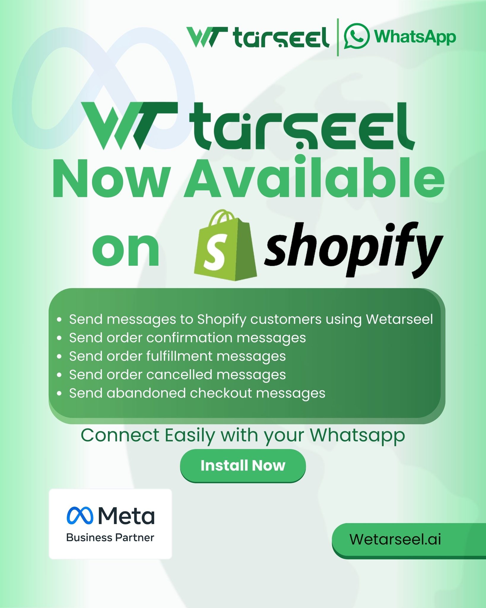 Wetarseel Facebook ad: Run Your Shopify Store Smarter with WeTarseel.ai