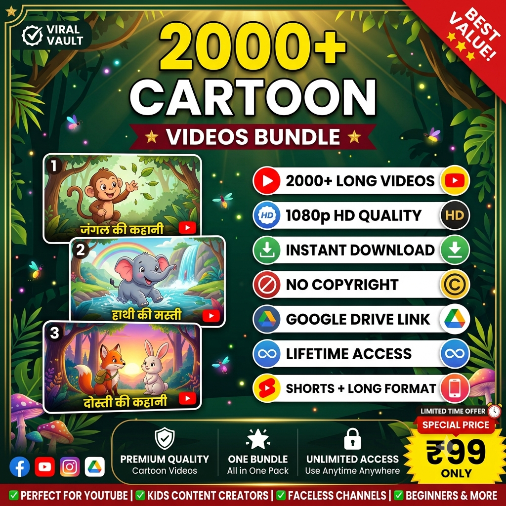 Aarivx Facebook ad: 2000+ Ready Cartoon Videos, ₹99 Only