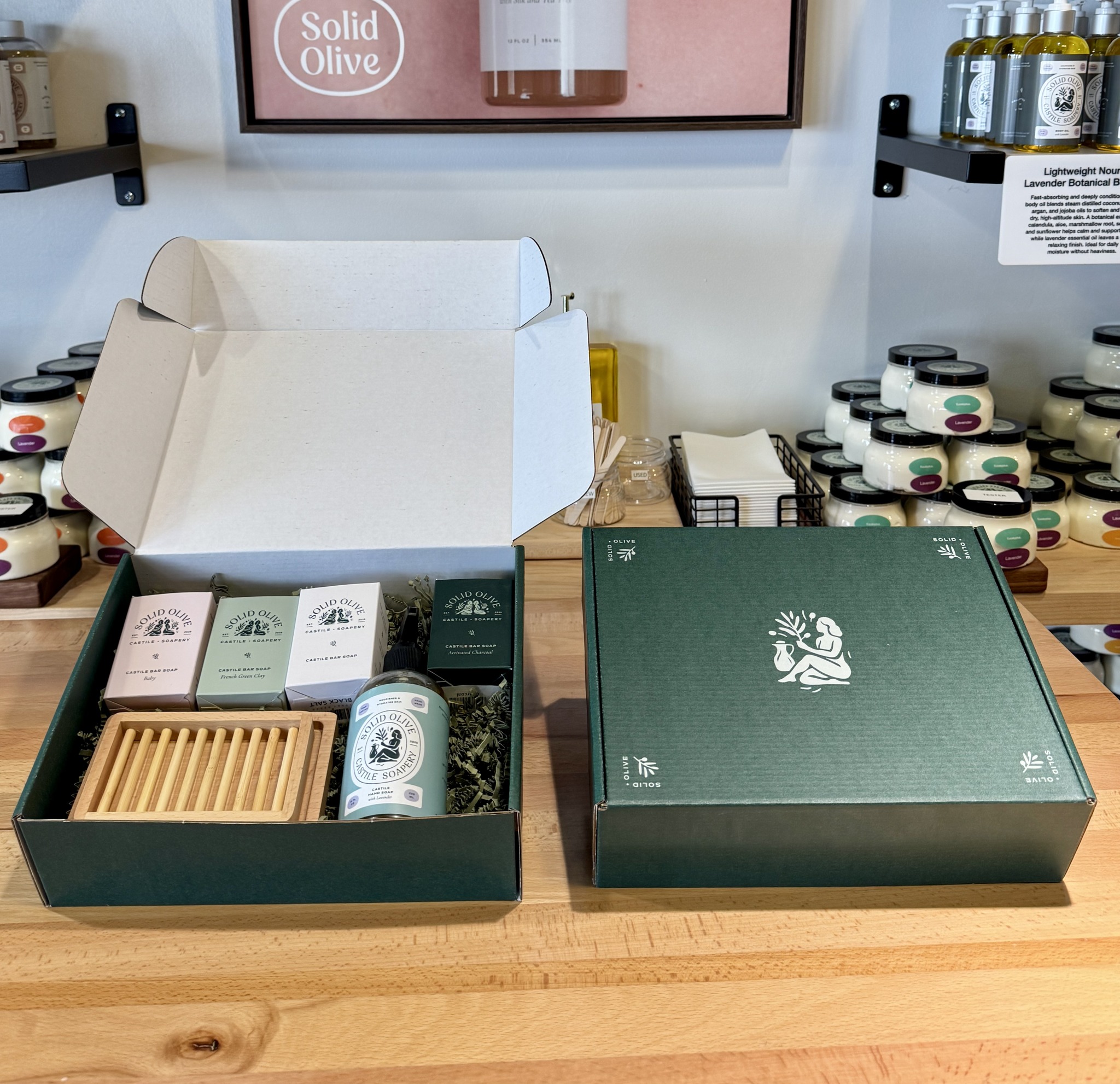 Solid Olive Soap Co. Facebook ad: Our Welcome Home Gift Set contains four (4)…