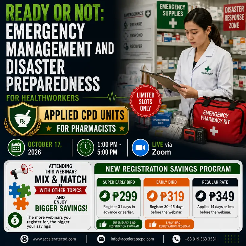 Accelerate CPD Facebook ad: CPD Webinar for Pharmacists. Limited Slots!