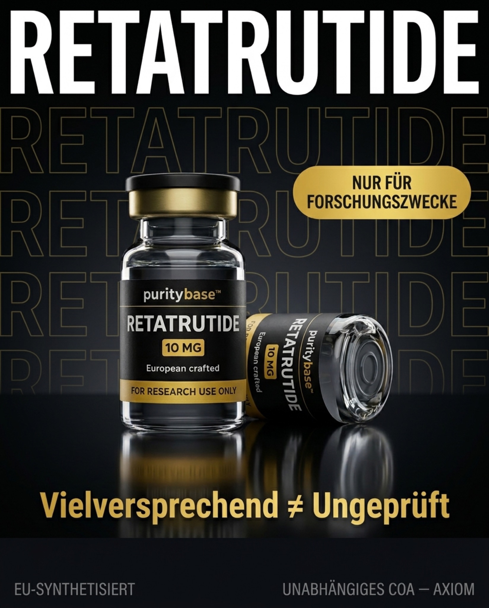 PurityBase Facebook ad: ≥99 % Reinheit. Unabhängig geprüft. Sofort lieferbar