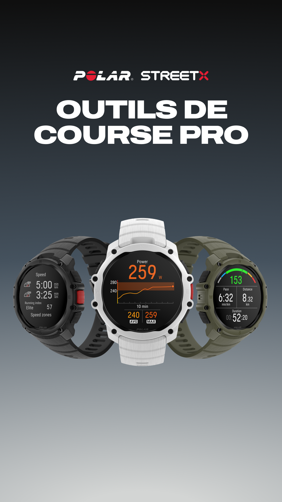 Polar Facebook ad: Courez avec POLAR Street X