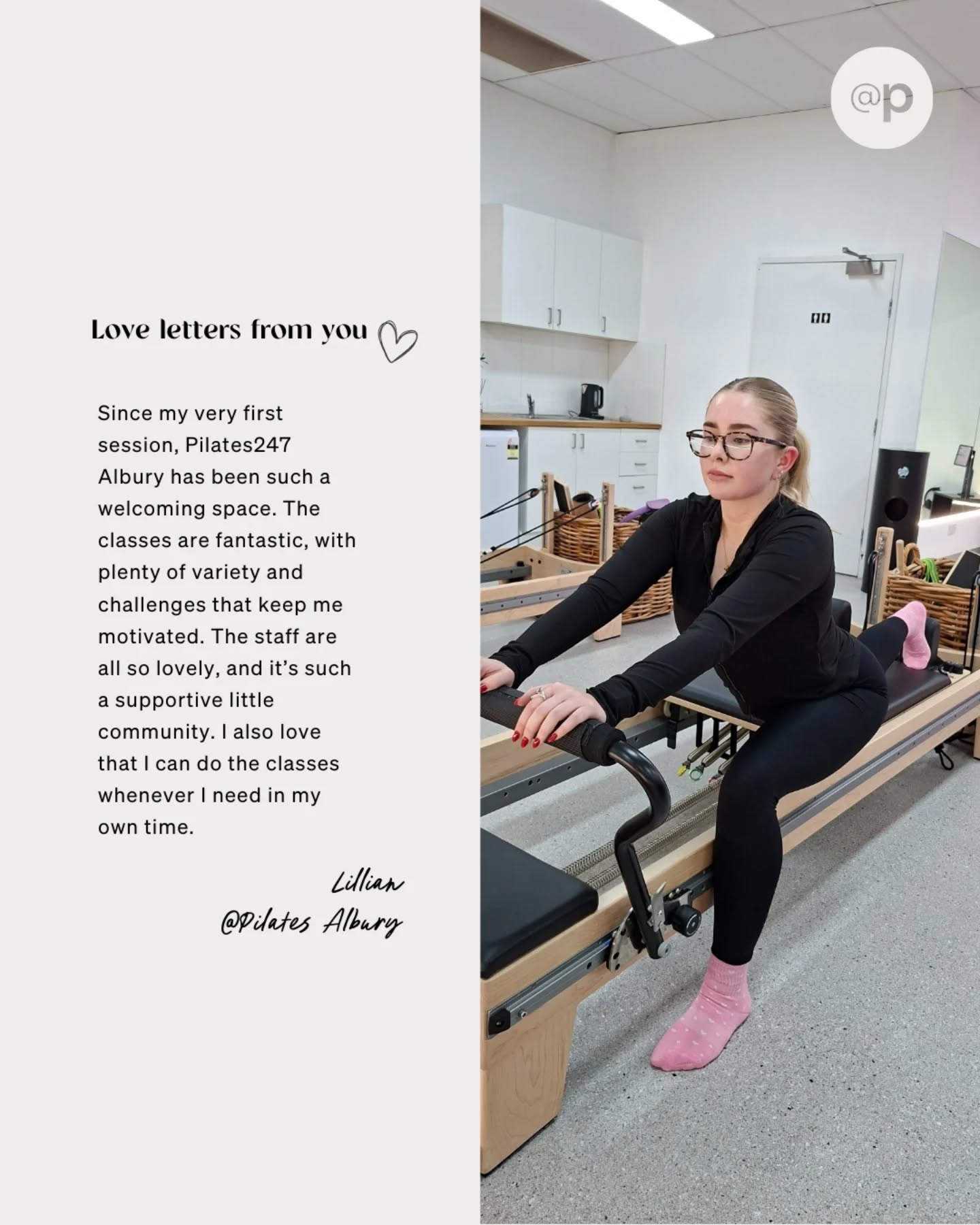At Pilates 24/7 Albury Facebook ad: Albury Reformer Pilates Studio | 24/7 Access | @pilates 24/7