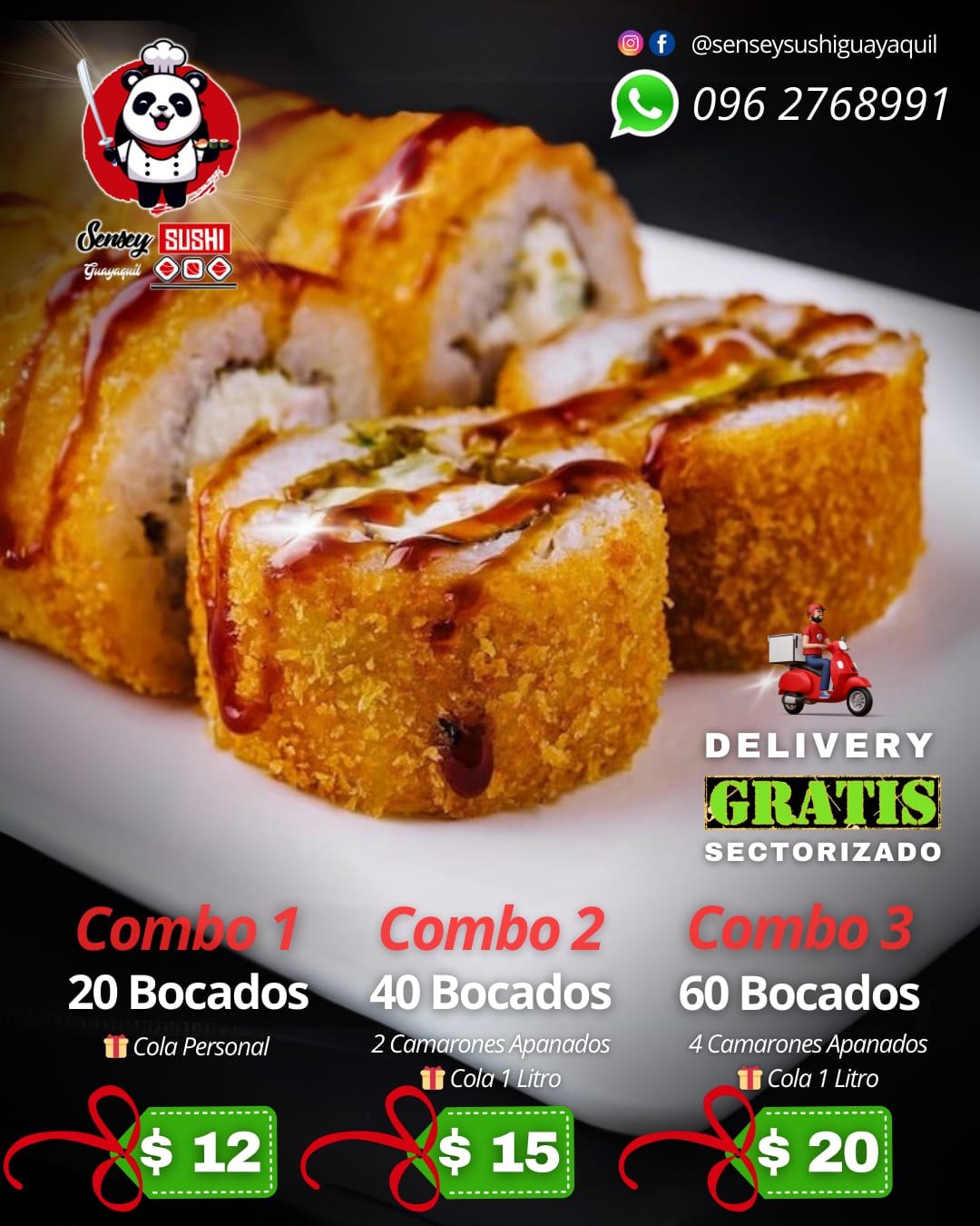 Sensey Sushi Facebook ad: ¿Antojo de algo Rico?