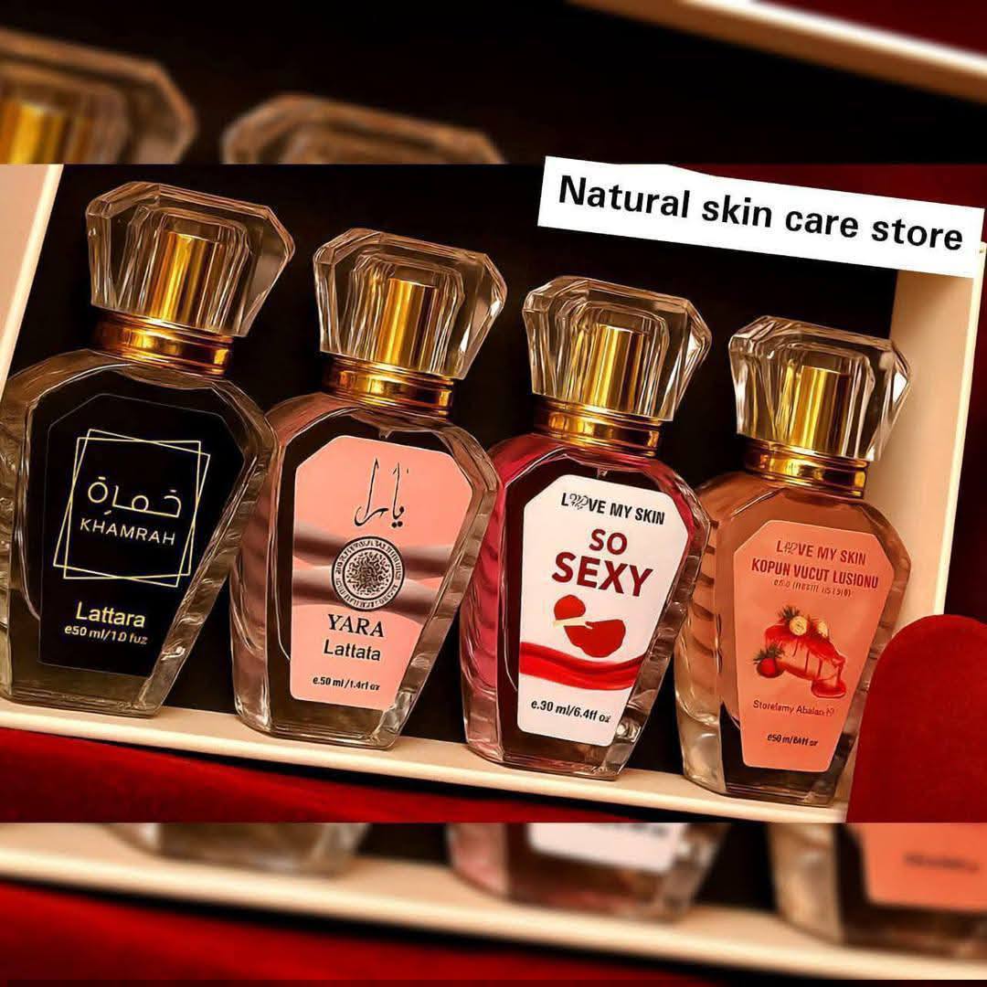Natural skin care store Facebook ad: لو عايز تشترى برفيوم او منتجات تجميل باسعار…