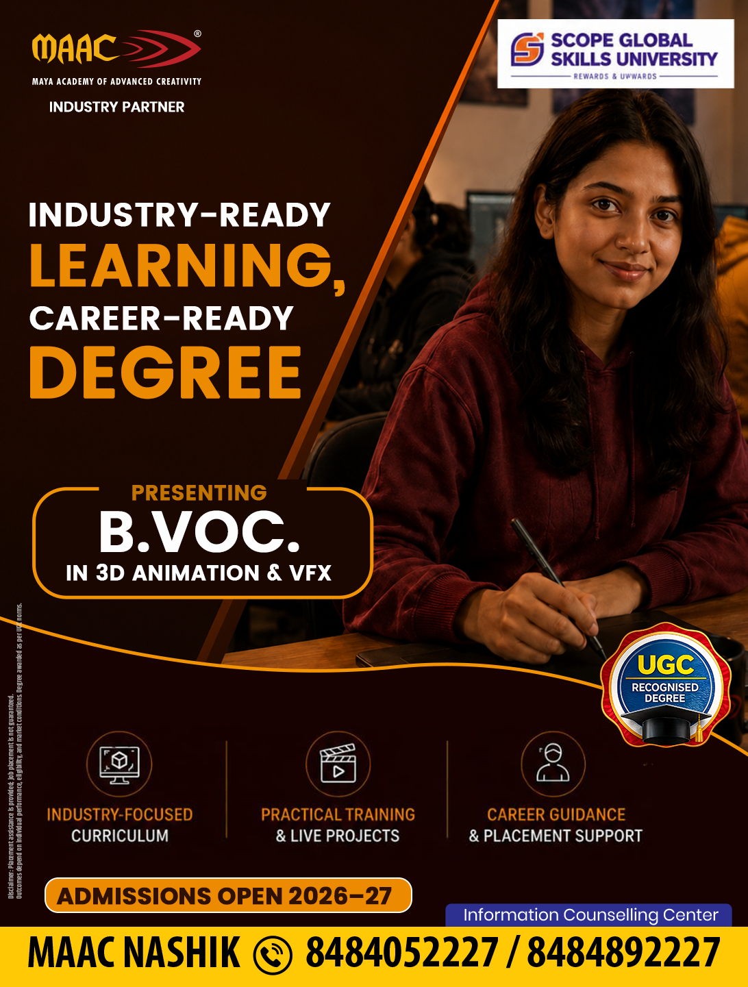 MAAC Nashik Facebook ad: Earn a UGC-Recognized Degree in Animation & VFX