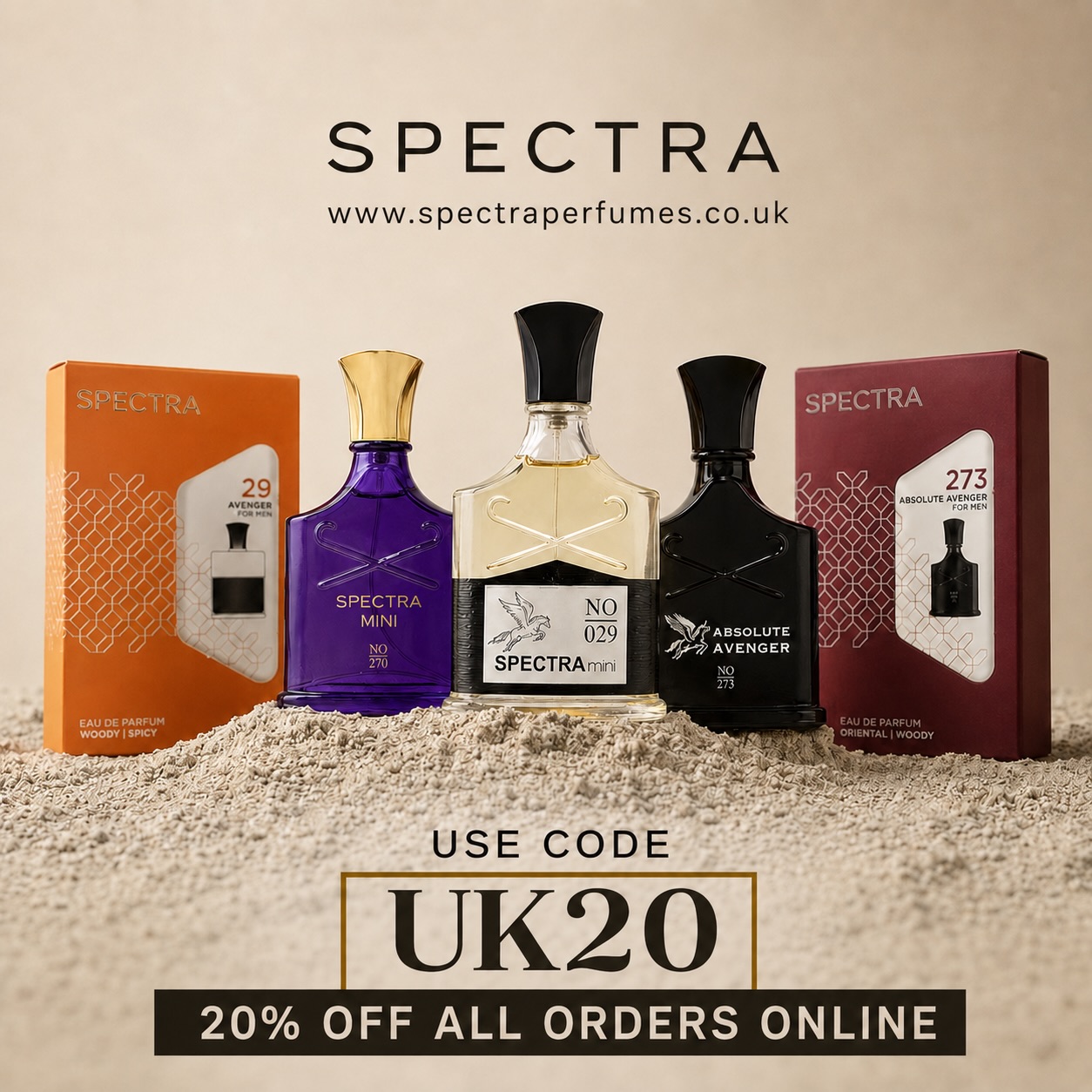 Spectra Perfumes Facebook ad: Designer-Inspired Perfumes UK