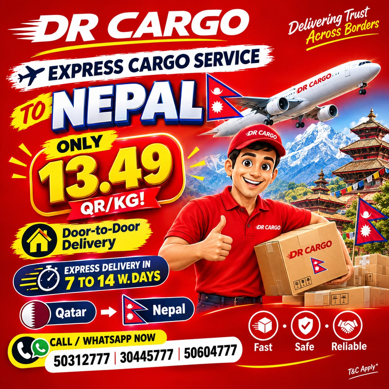 DR Courier & Cargo Services QATAR Facebook ad: EXPRESS CARGO TO NEPAL