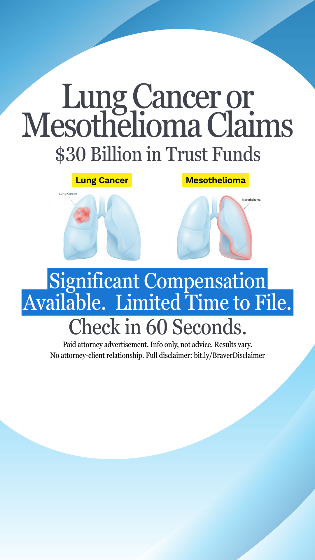 Lung Cancer or Mesothelioma Compensation Facebook ad