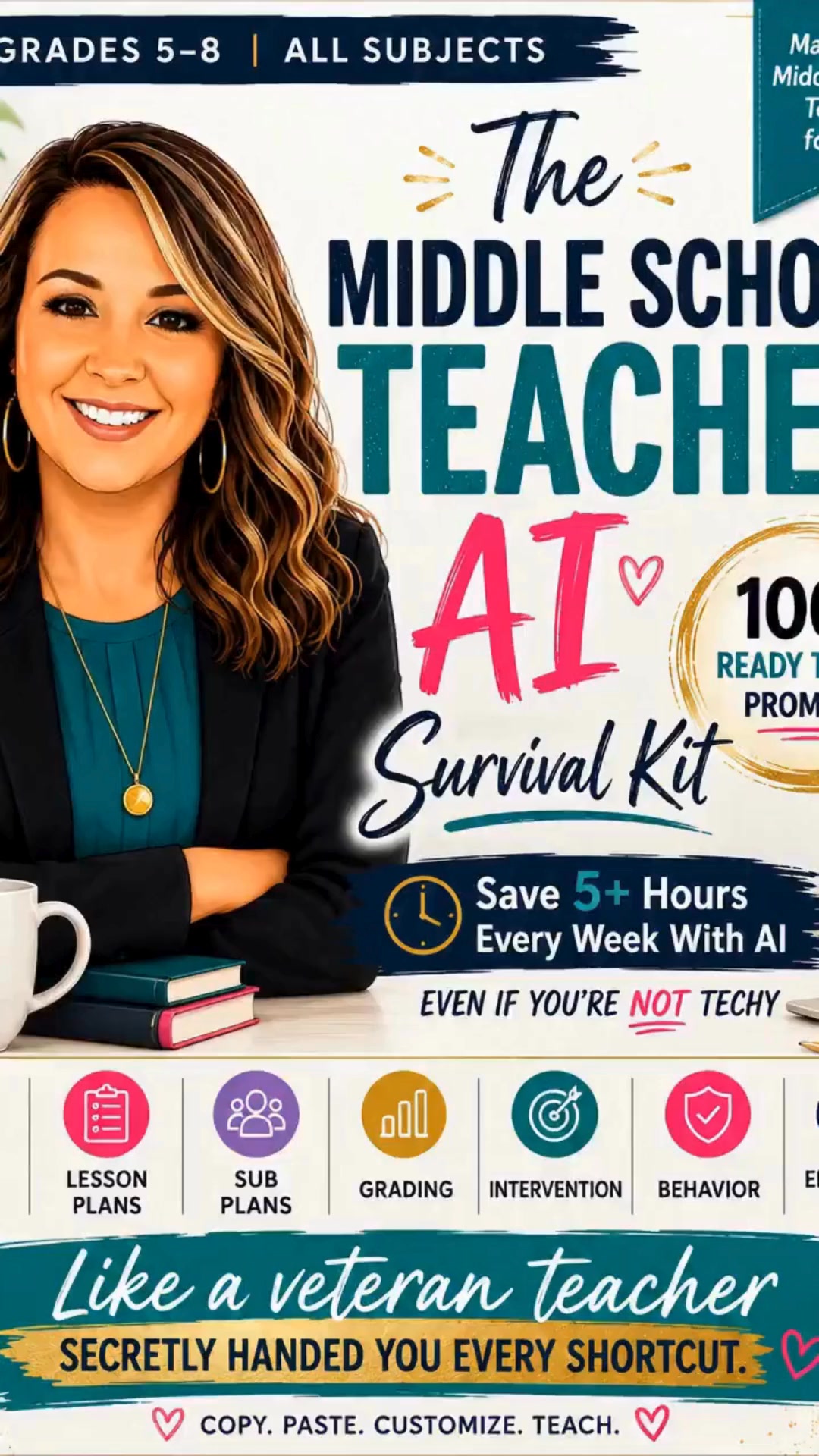 Digital Design by Jenny Facebook ad: Middle School Teachers: Save 5+ Hours Weekly