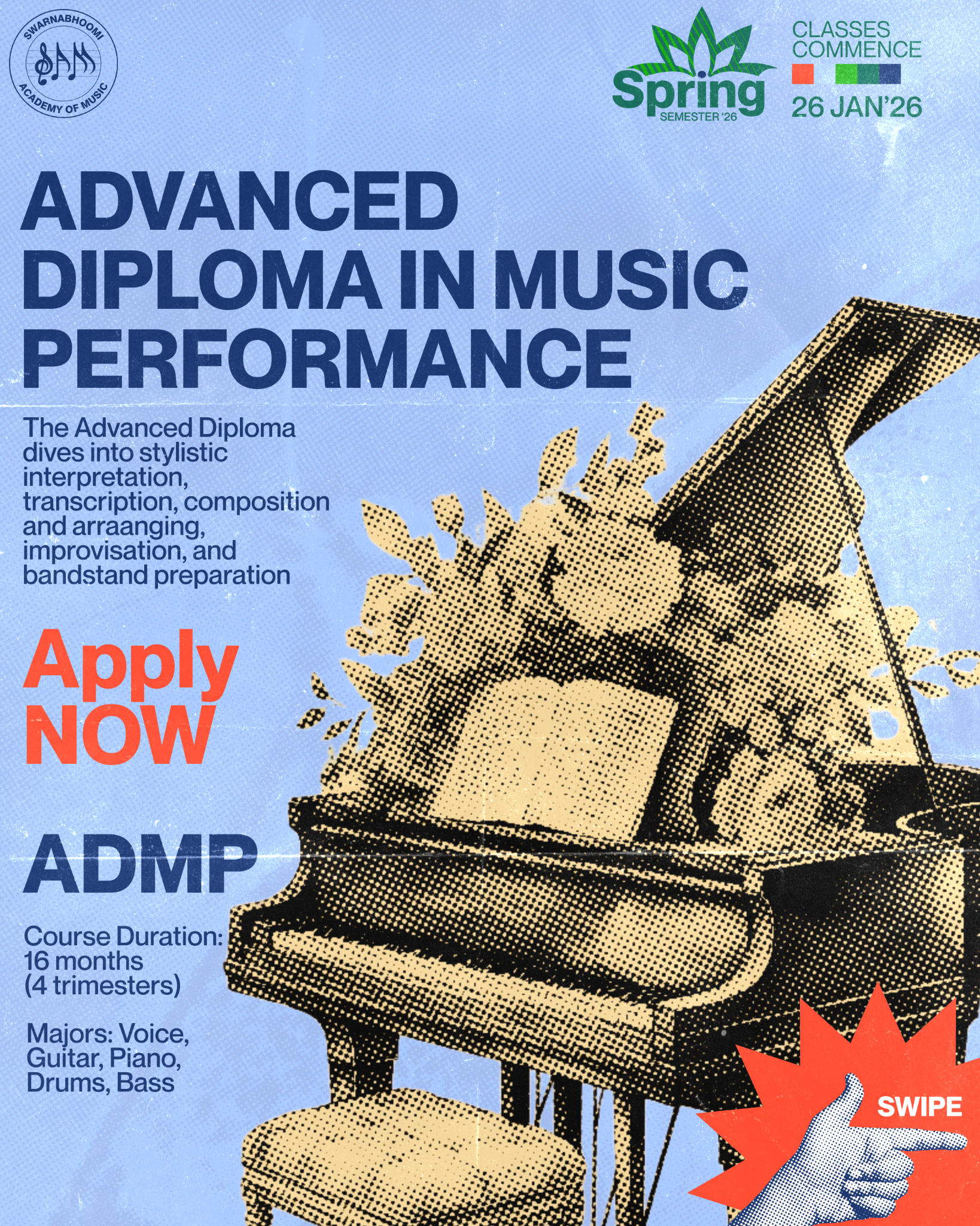 Swarnabhoomi Academy of Music, Chennai Facebook ad: Spring 2026 Admissions Are Now Open!