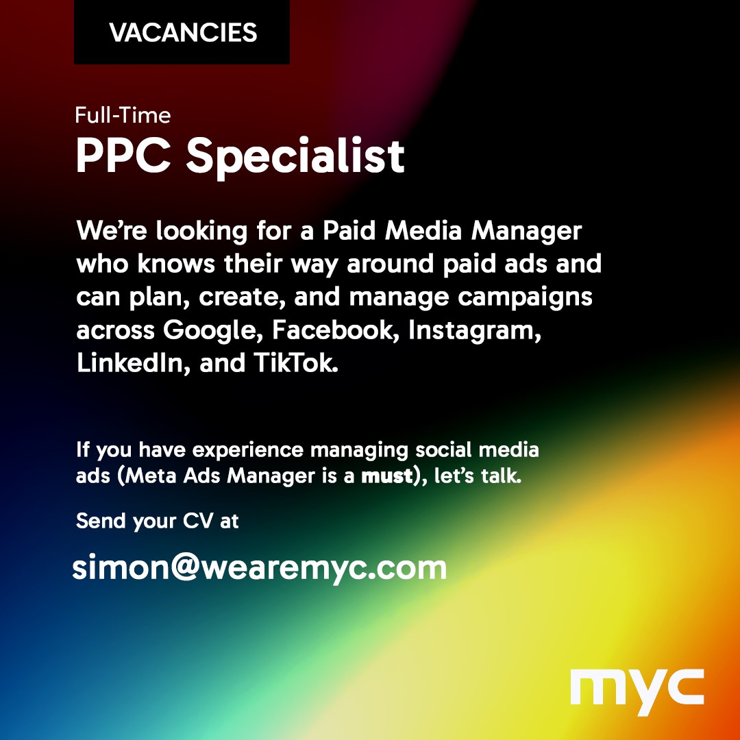 MYC Facebook ad: PPC Specialist (Paid Ads) - WeareMYC