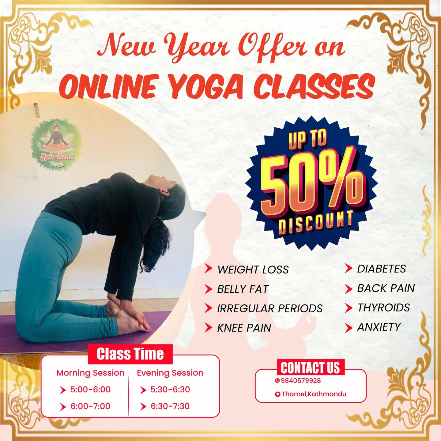 Spiritual Yoga Facebook ad: NEW year NEW Offer