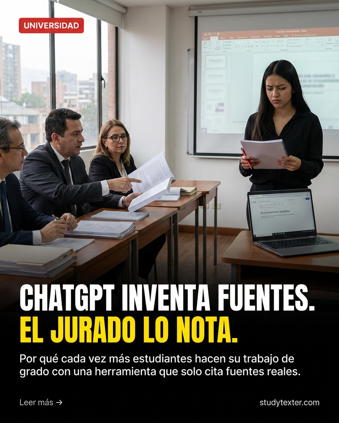 StudyTexter.com Facebook ad: Solo fuentes reales. Todas.