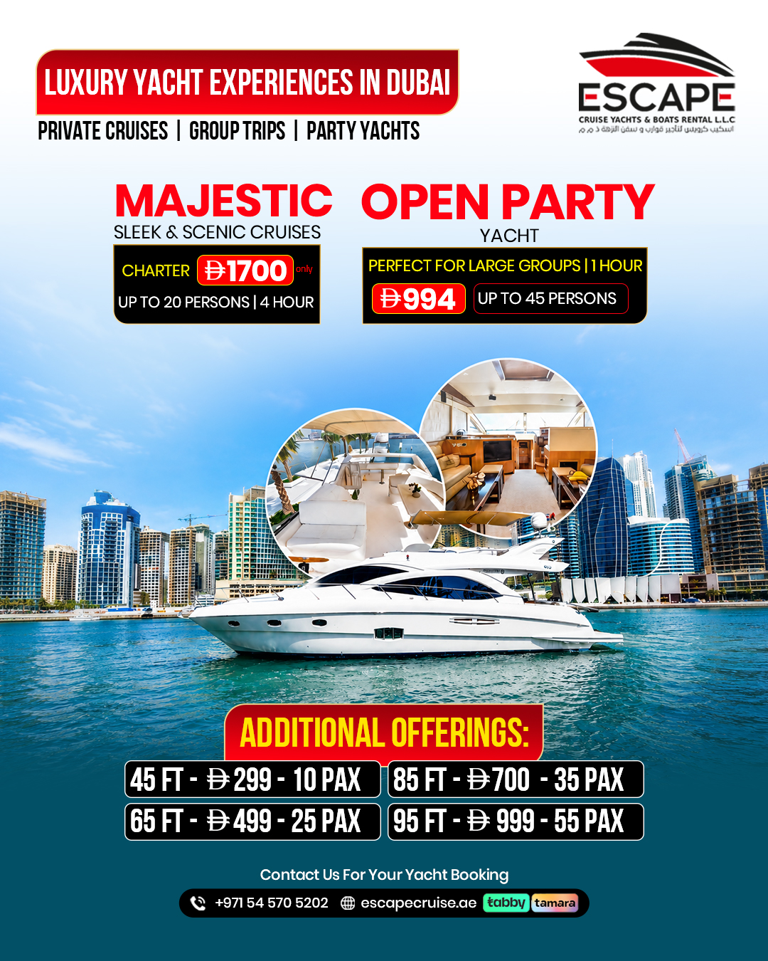 Dubai yacht Boat Rental Facebook ad