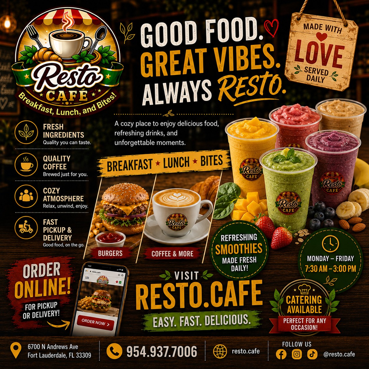 Resto Cafe Facebook ad: Resto Cafe, Coffee place in Fort Lauderdale