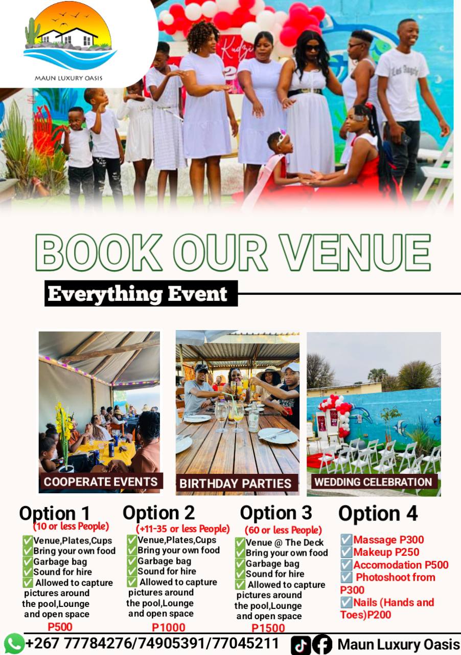 Maun Luxury Oasis Facebook ad: The Perfect Venue for Your Next Event