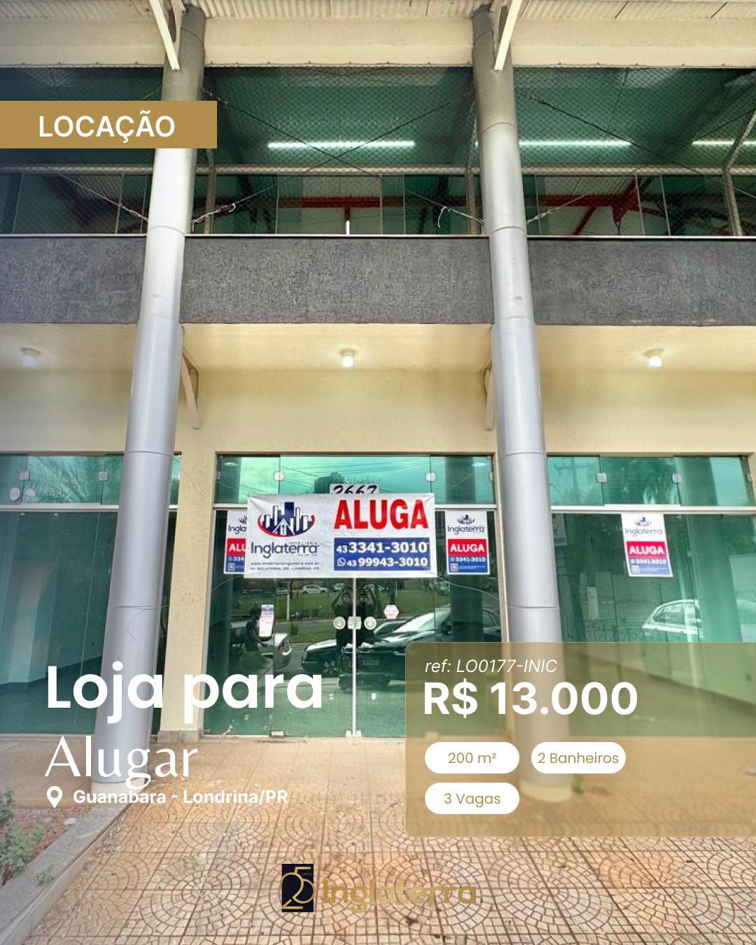 Imobiliária Inglaterra Facebook ad: Esta loja comercial térrea possui 200 m² de…